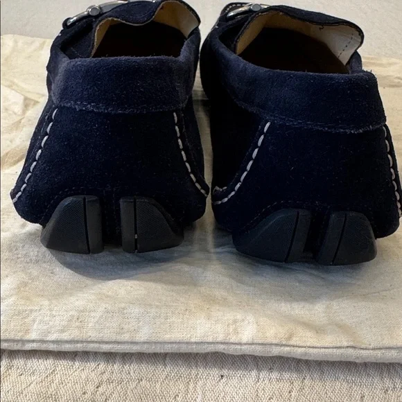 Salvatore Ferragamo Men's Dark Blue Suede Loafers, sz 12